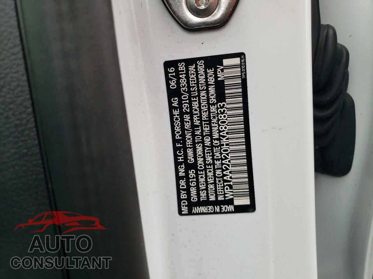 PORSCHE CAYENNE 2017 - WP1AA2A20HKA80833