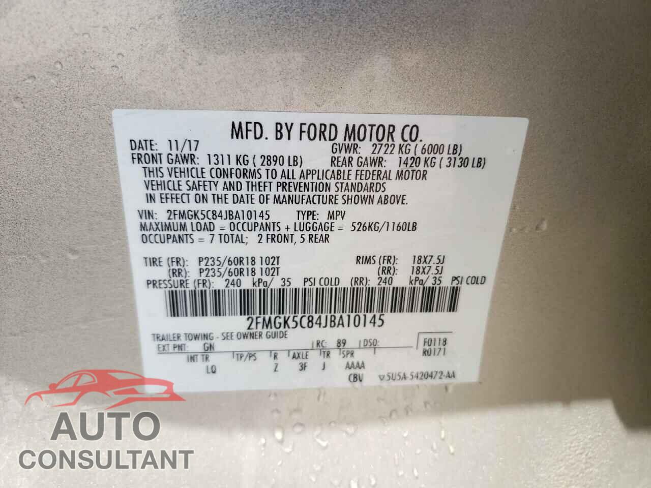FORD FLEX 2018 - 2FMGK5C84JBA10145