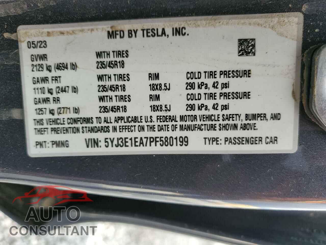TESLA MODEL 3 2023 - 5YJ3E1EA7PF580199