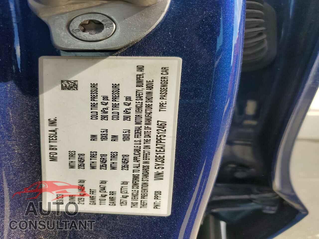 TESLA MODEL 3 2023 - 5YJ3E1EA7PF512467