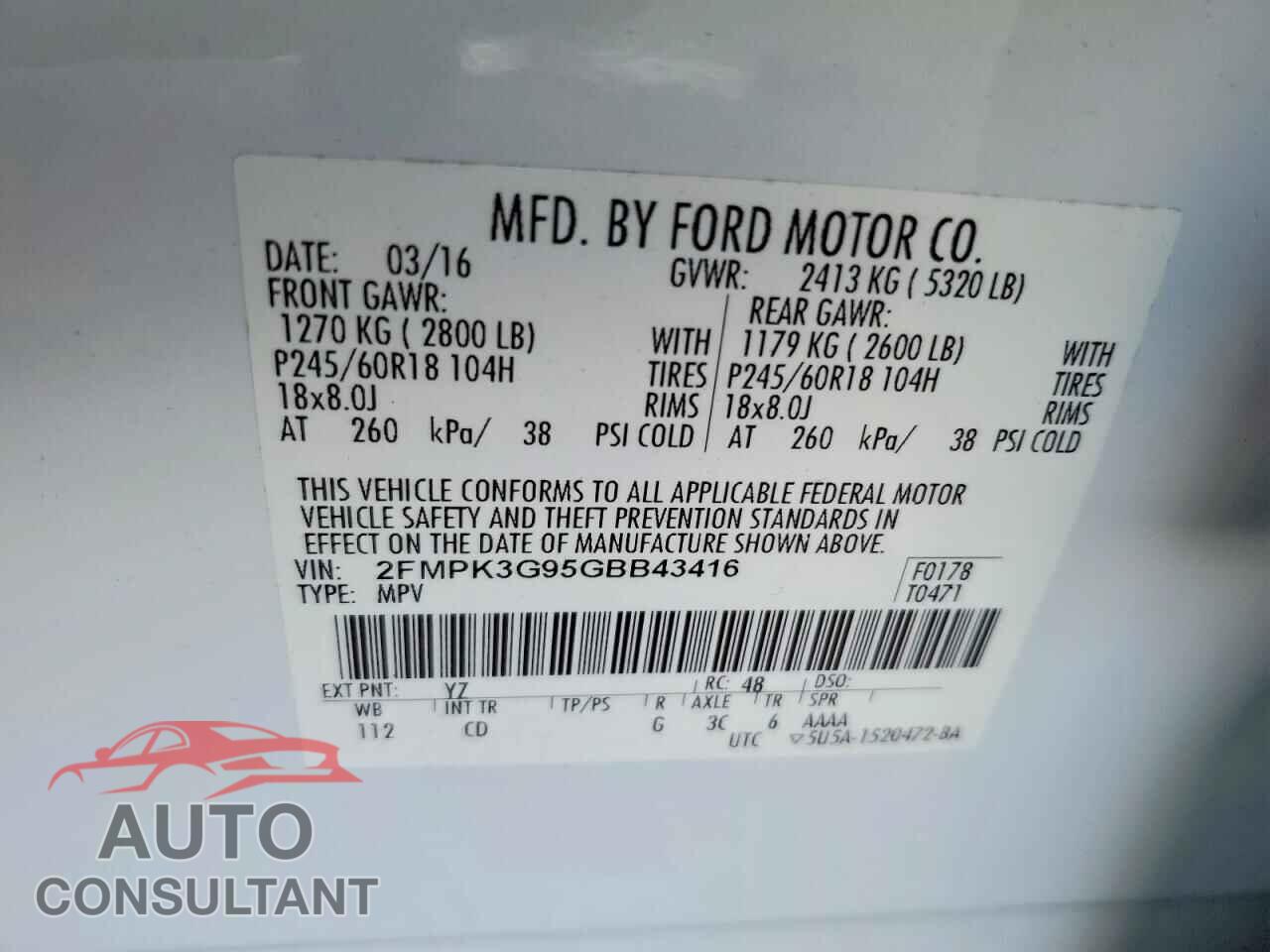 FORD EDGE 2016 - 2FMPK3G95GBB43416