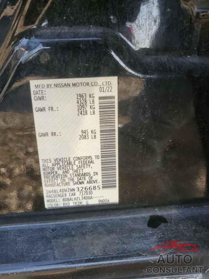 NISSAN ALTIMA 2022 - 1N4BL4DV2NN326685