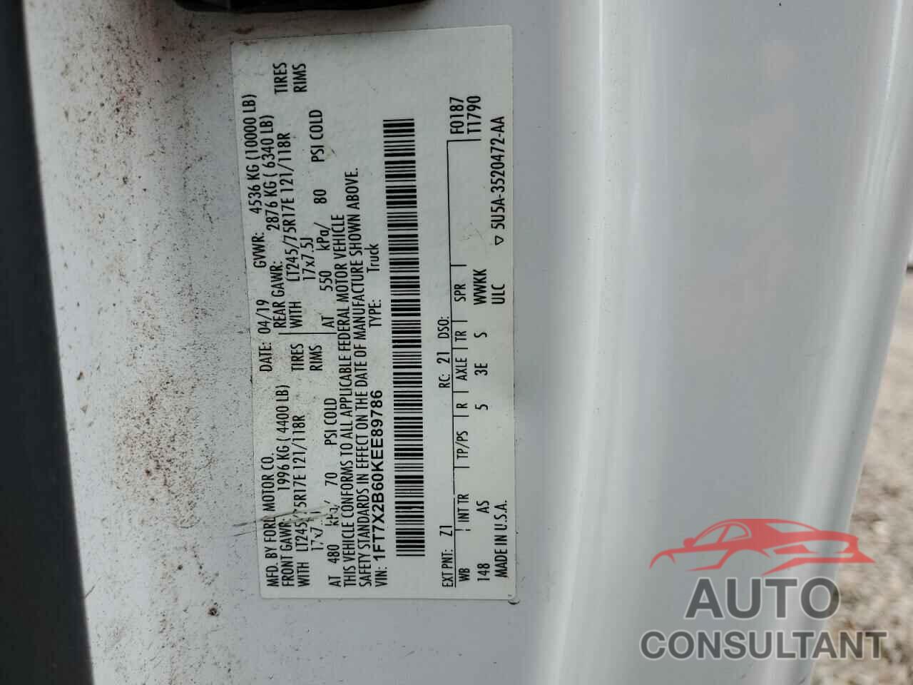 FORD F250 2019 - 1FT7X2B60KEE89786