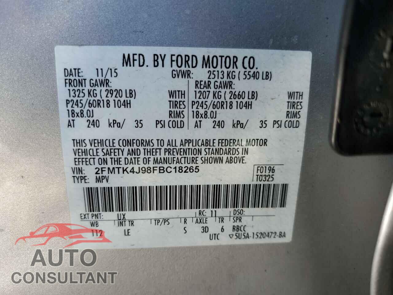 FORD EDGE 2015 - 2FMTK4J98FBC18265