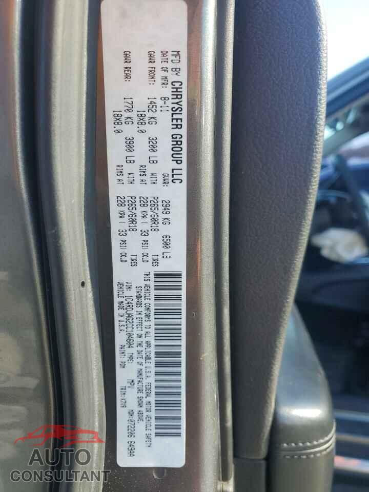 DODGE DURANGO 2012 - 1C4RDJAG2CC104604