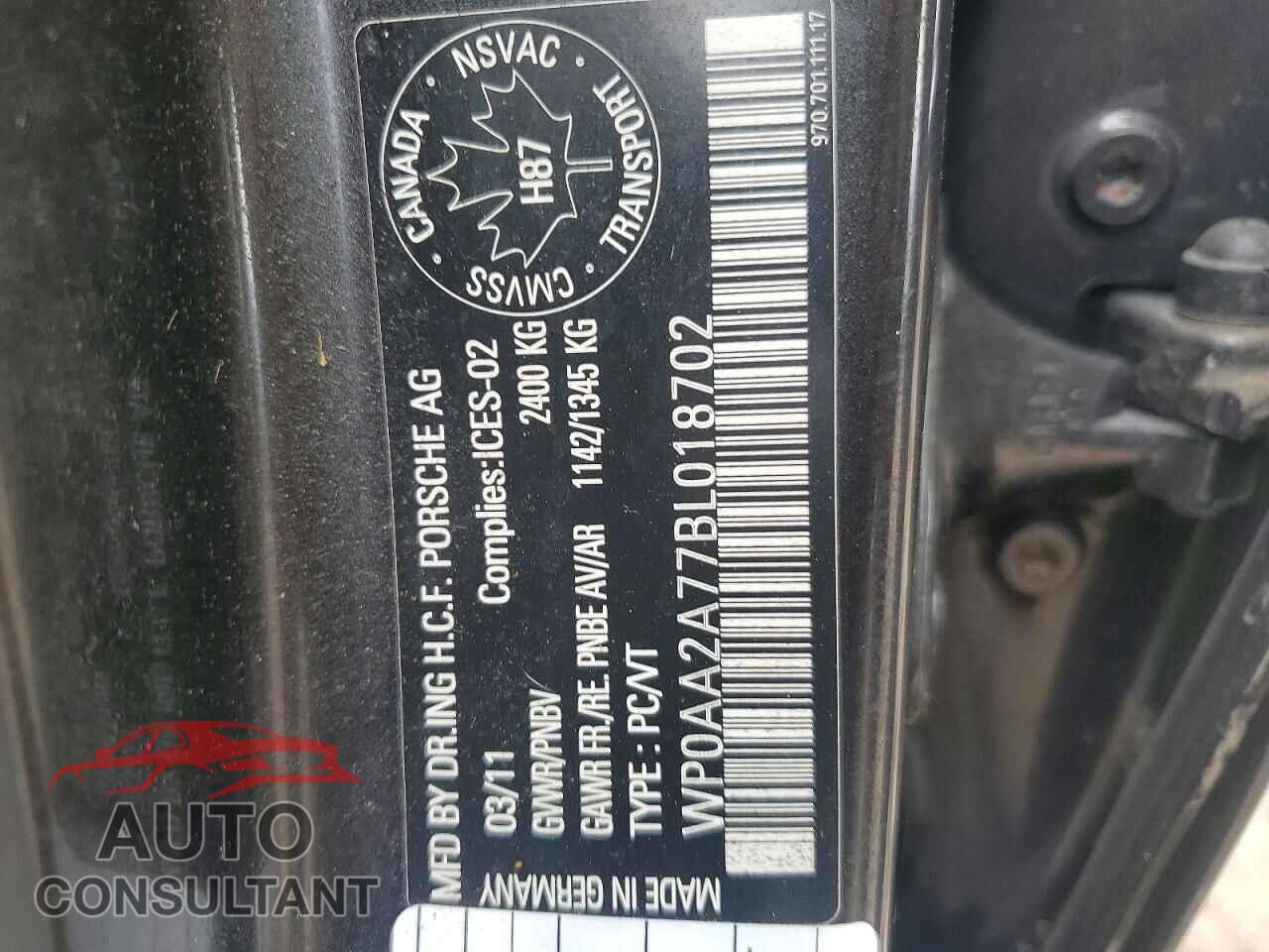 PORSCHE PANAMERA 2011 - WP0AA2A77BL018702