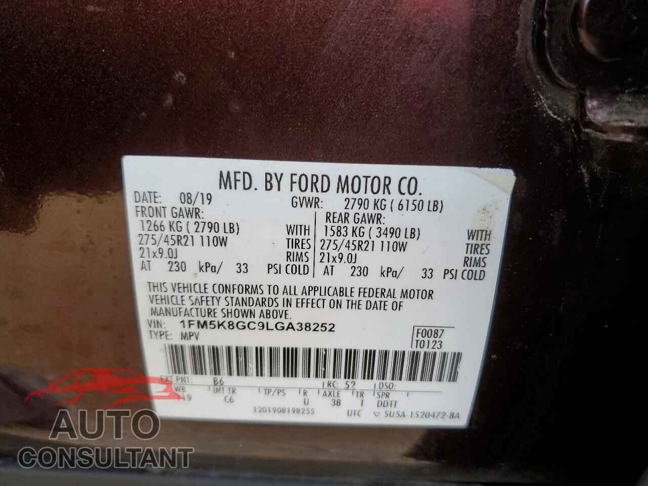 FORD EXPLORER 2020 - 1FM5K8GC9LGA38252