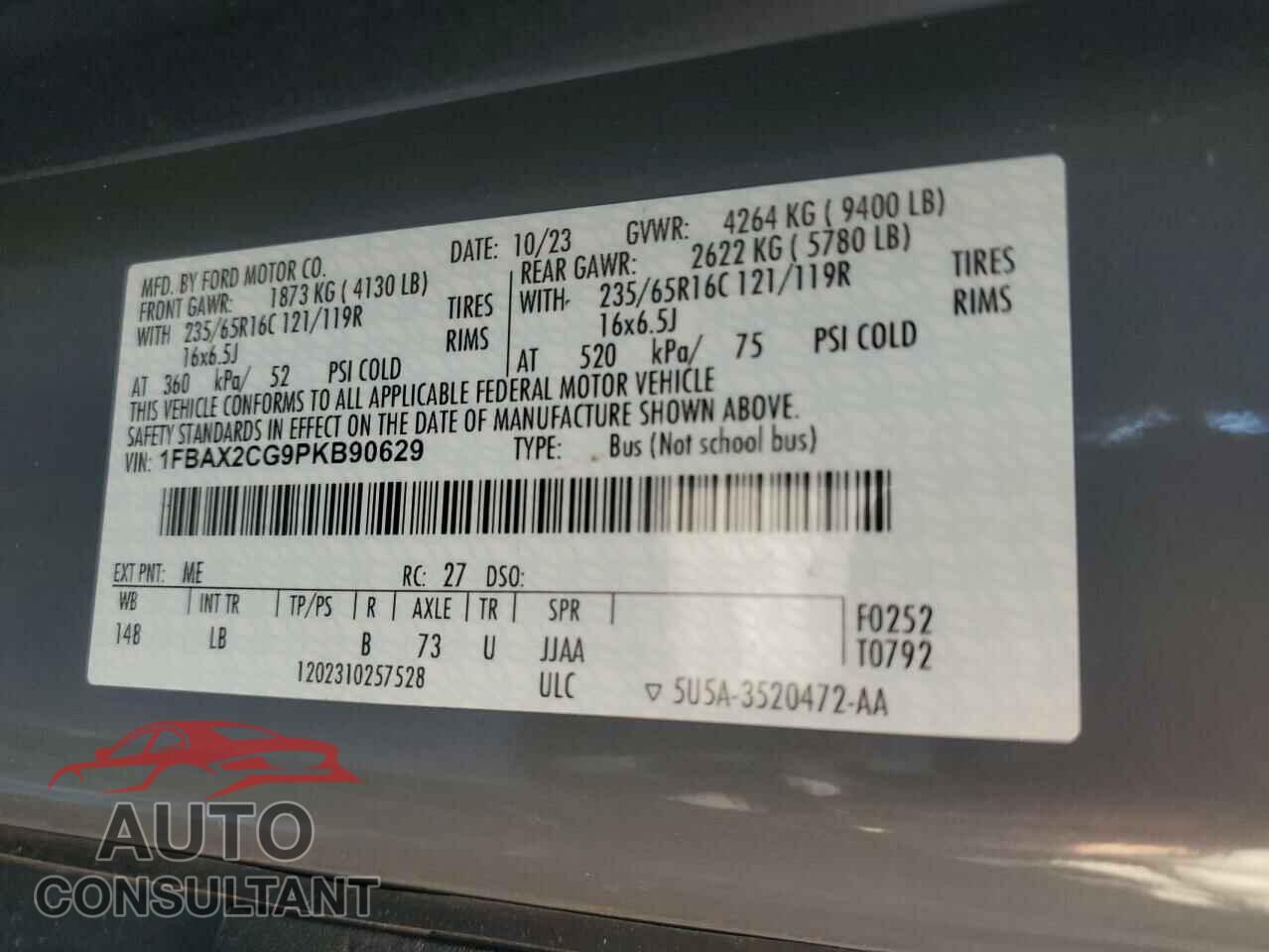 FORD TRANSIT 2023 - 1FBAX2CG9PKB90629
