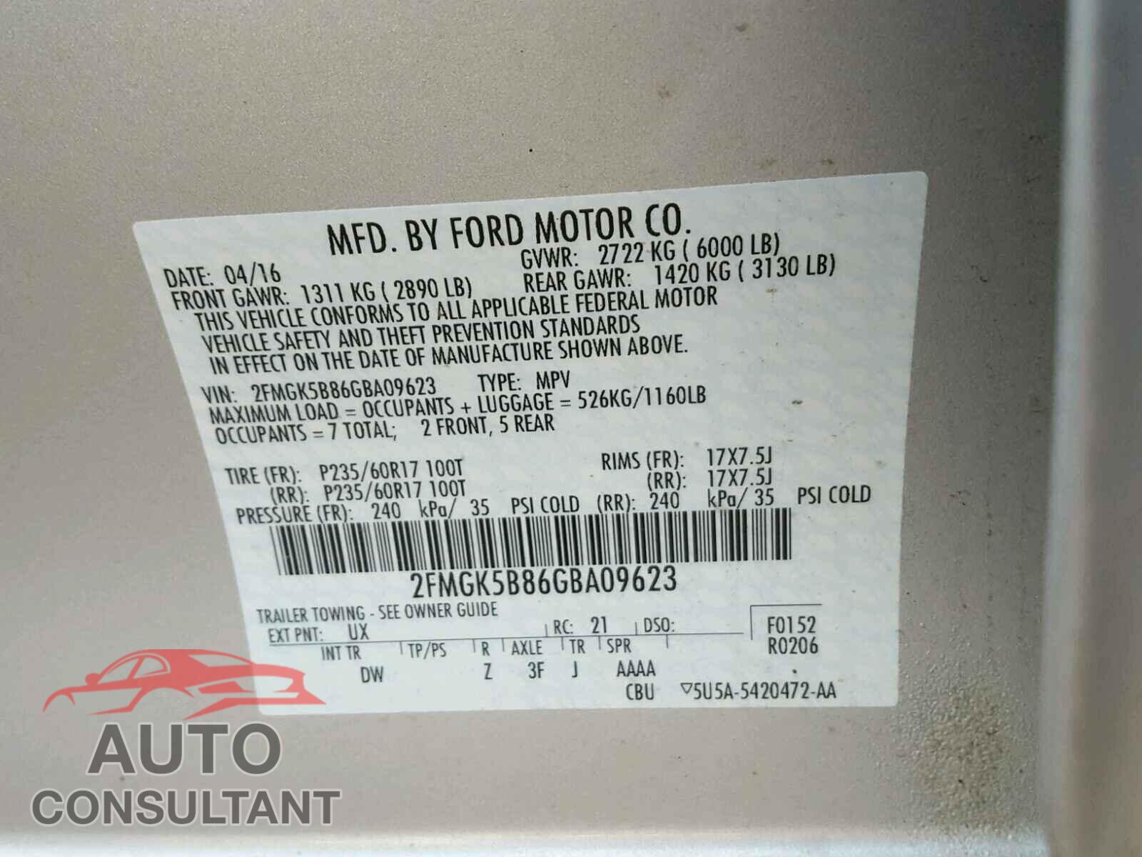FORD FLEX SE 2016 - 2FMGK5B86GBA09623