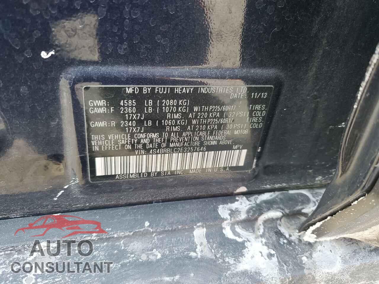 SUBARU OUTBACK 2014 - 4S4BRBLC2E3257646