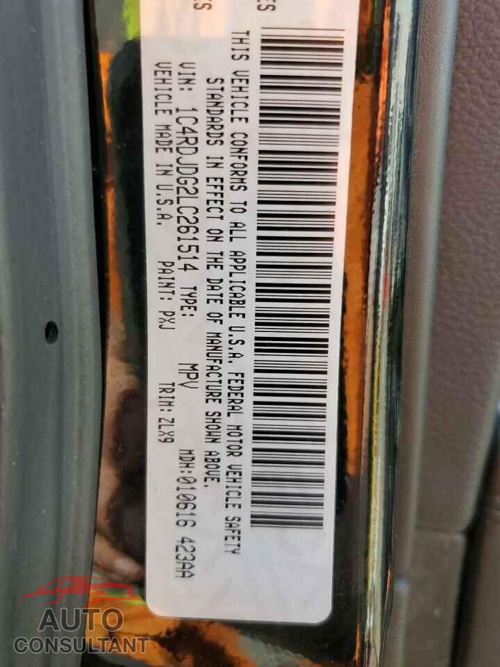 DODGE DURANGO 2020 - 1C4RDJDG2LC261514