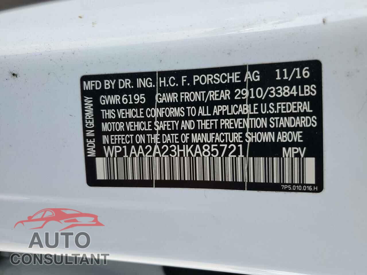 PORSCHE CAYENNE 2017 - WP1AA2A23HKA85721