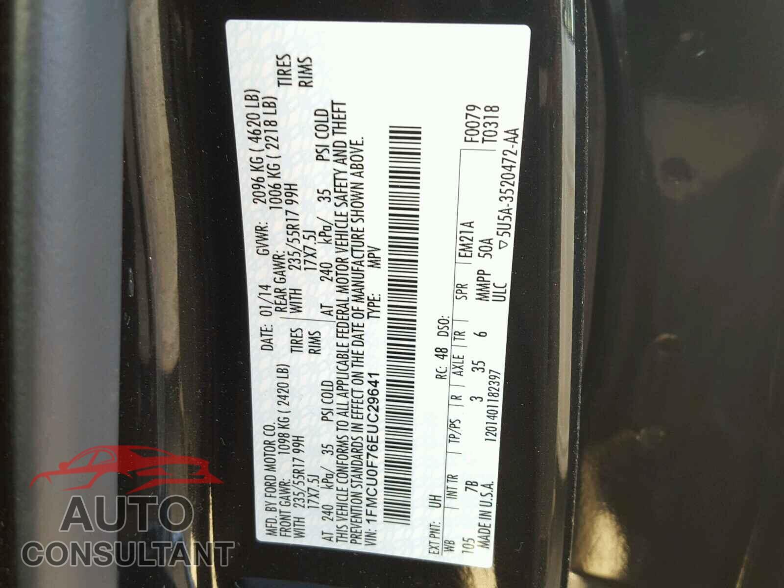 FORD ESCAPE 2014 - 1FMCU0F76EUC29641