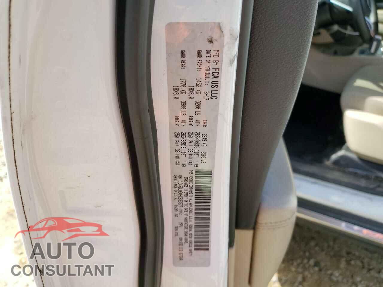 DODGE DURANGO 2017 - 1C4RDJAG0HC833577