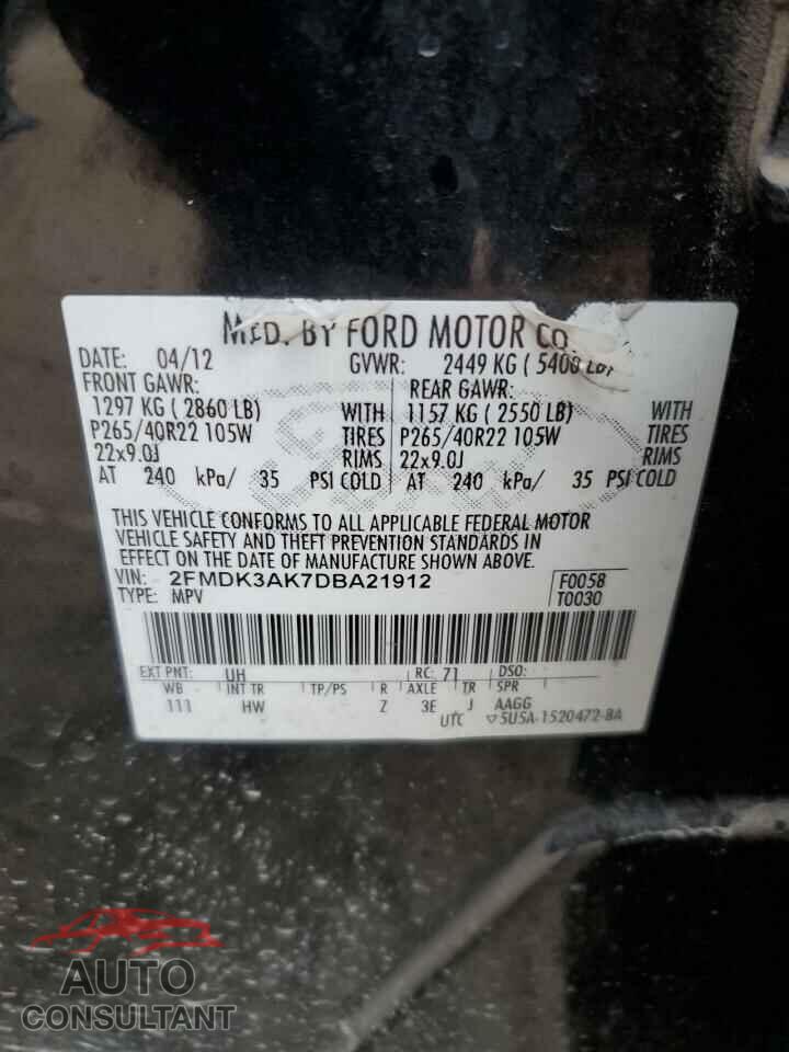 FORD EDGE 2013 - 2FMDK3AK7DBA21912