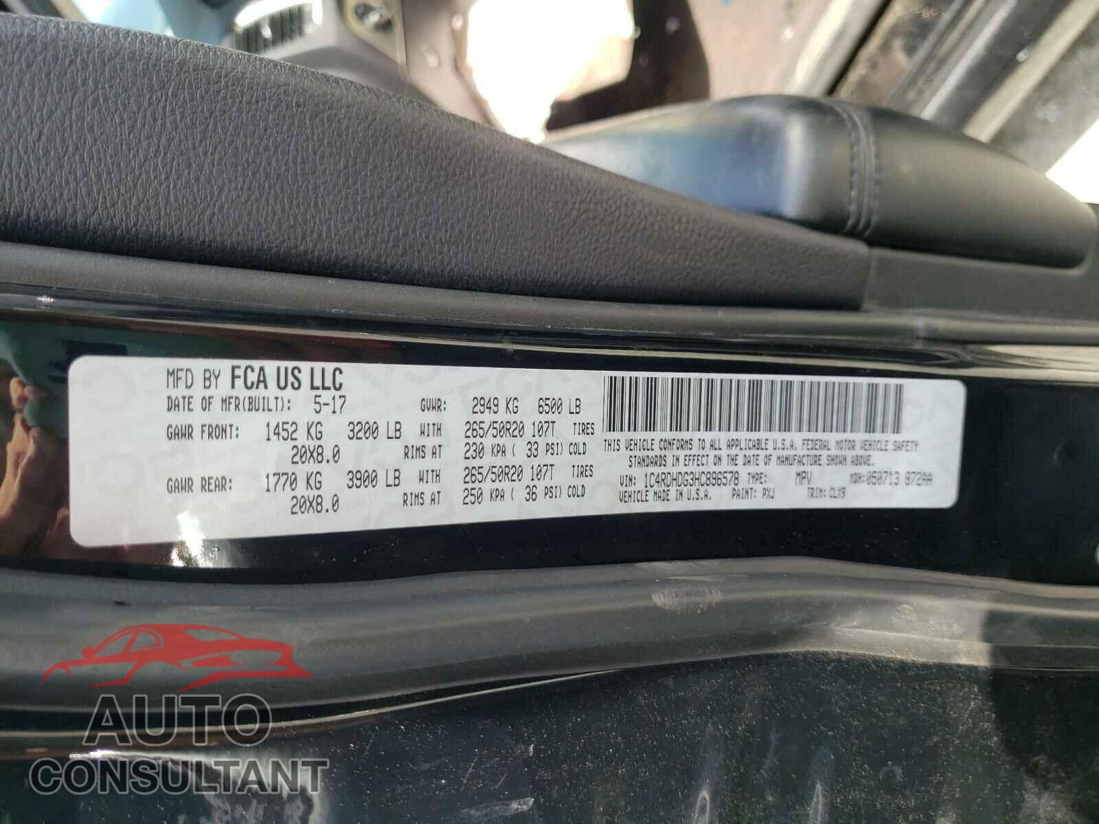 DODGE DURANGO 2017 - 1C4RDHDG3HC896578