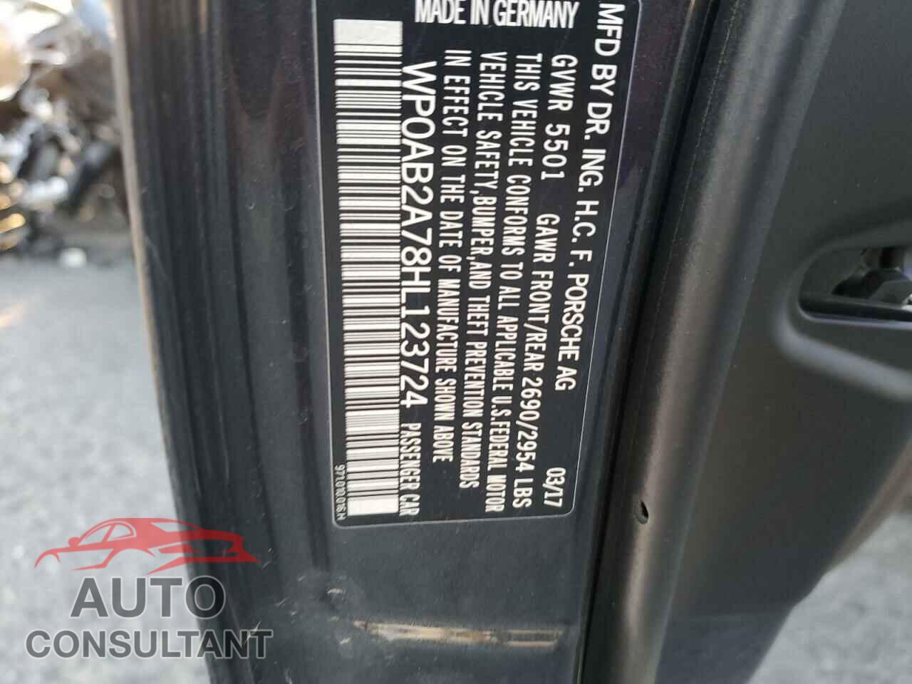 PORSCHE PANAMERA 2017 - WP0AB2A78HL123724