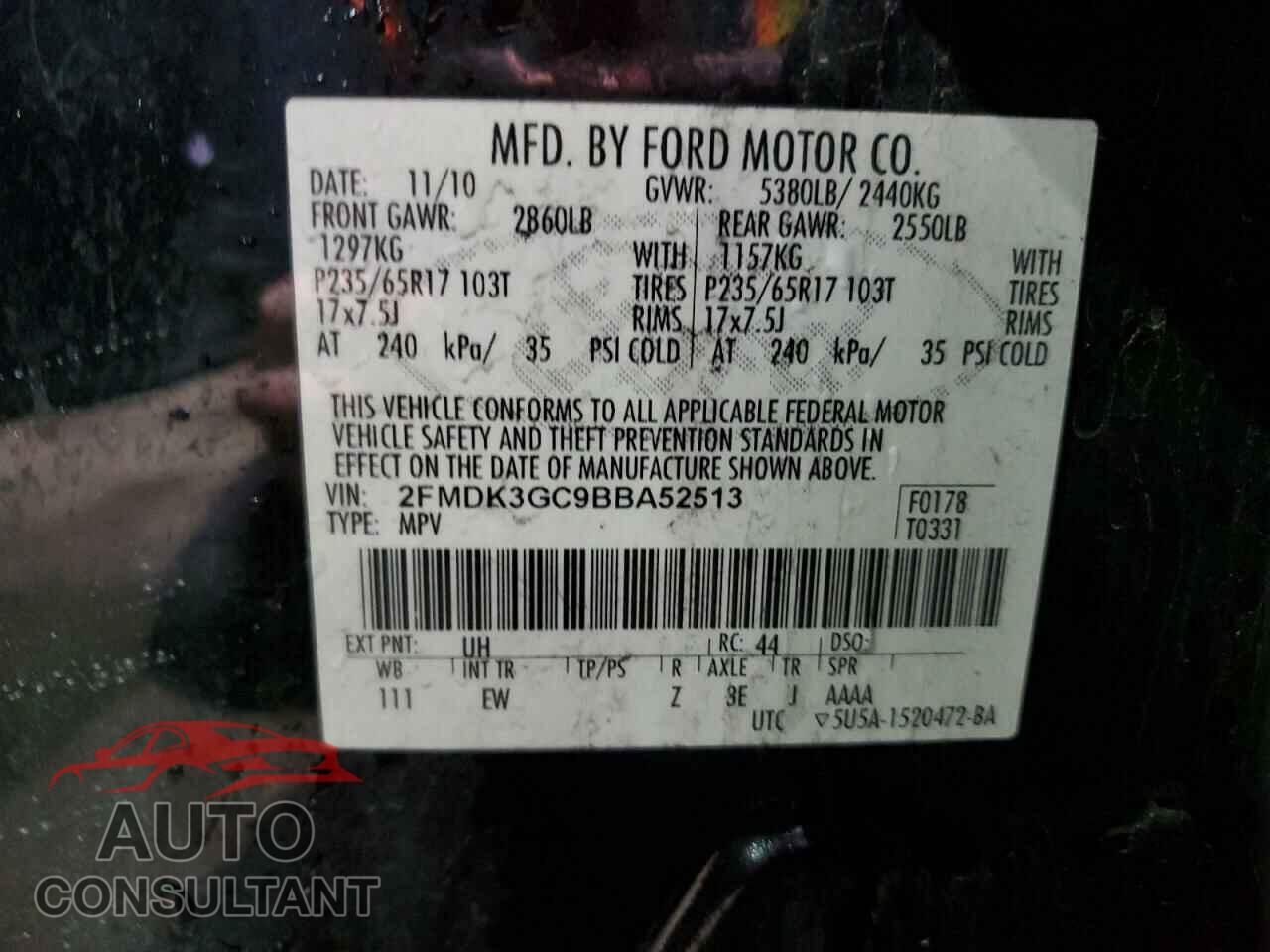 FORD EDGE 2011 - 2FMDK3GC9BBA52513