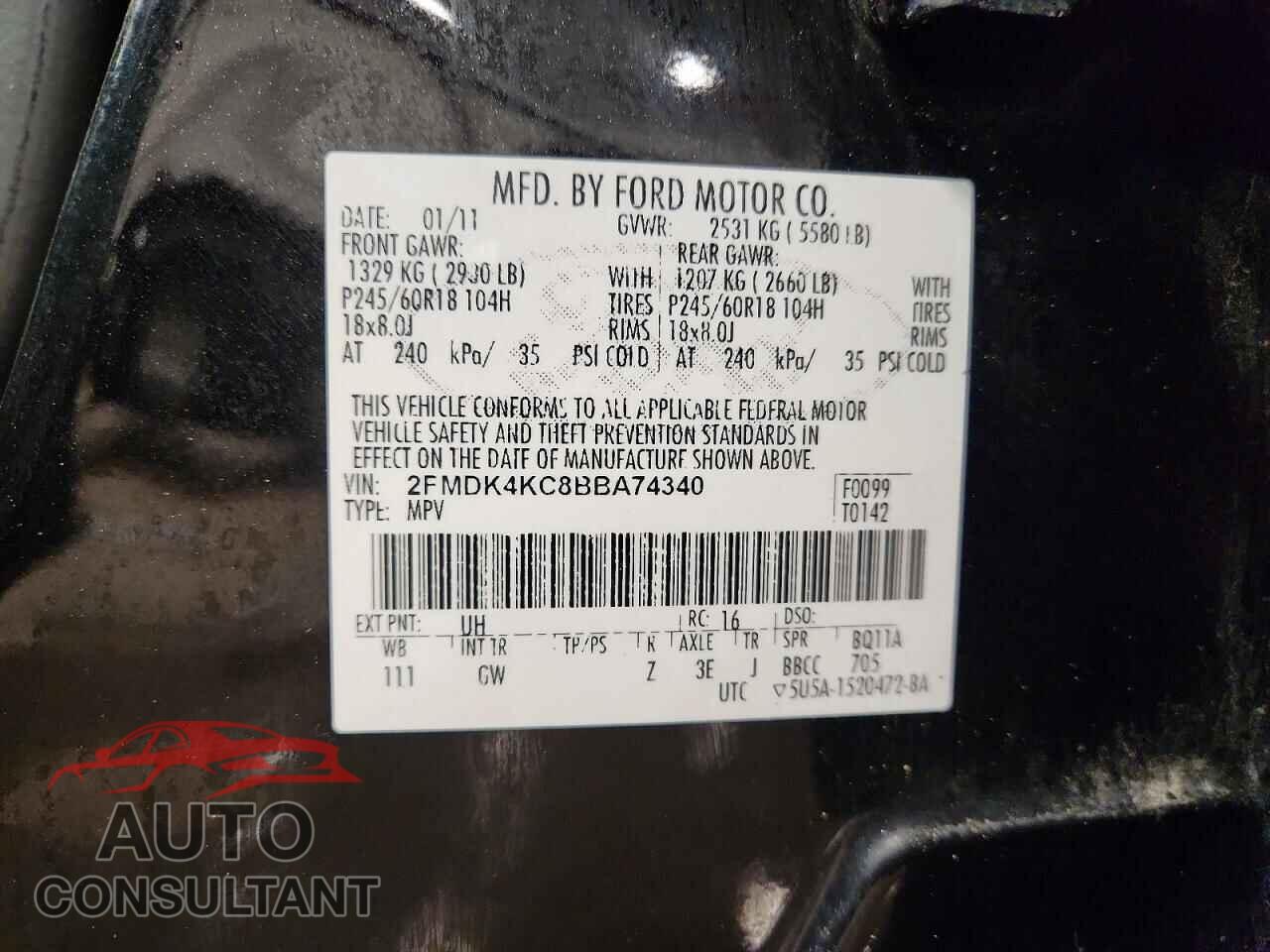 FORD EDGE 2011 - 2FMDK4KC8BBA74340
