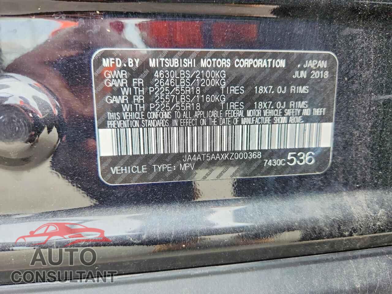 MITSUBISHI ECLIPSE 2019 - JA4AT5AAXKZ000368