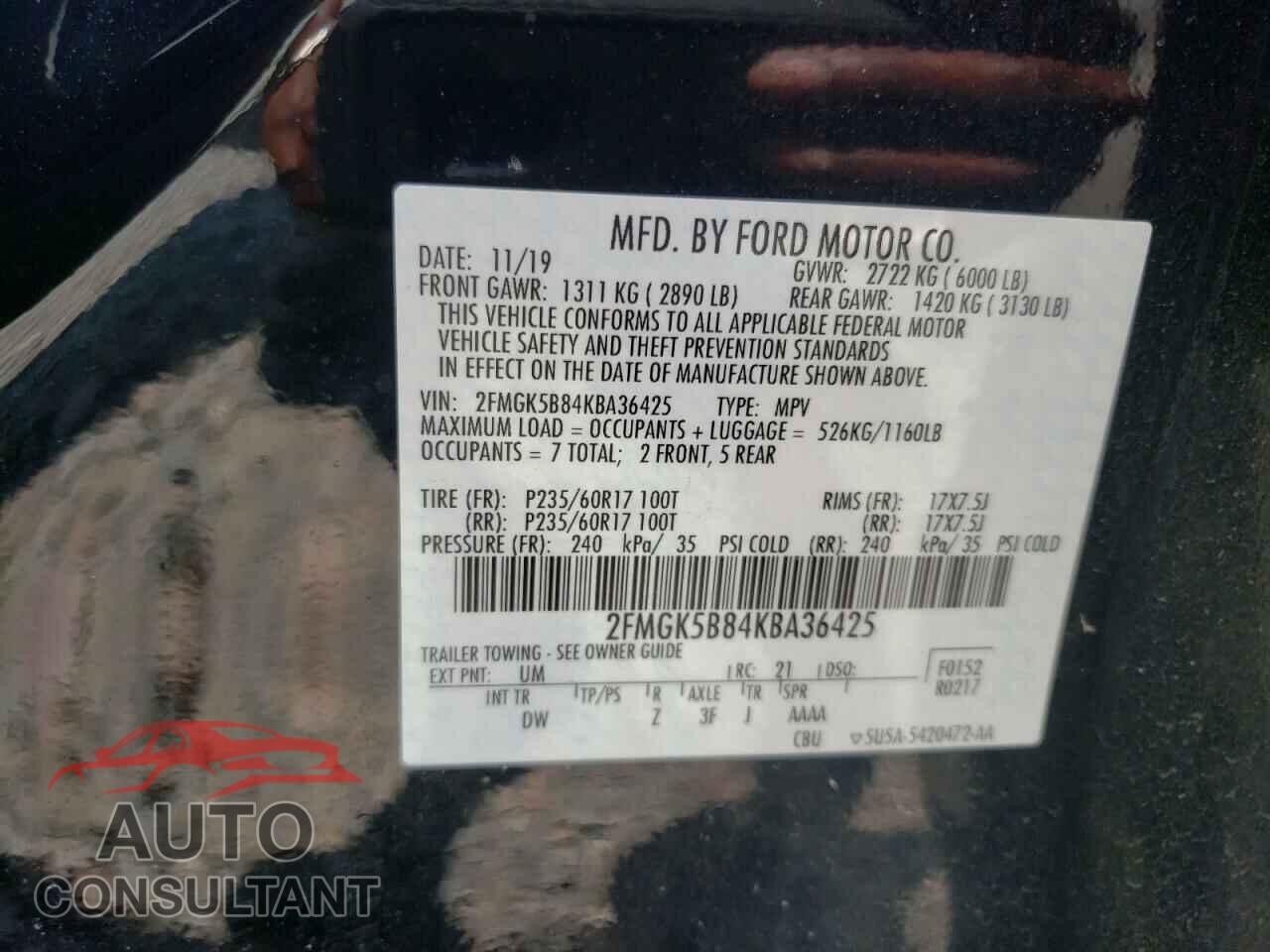 FORD FLEX 2019 - 2FMGK5B84KBA36425