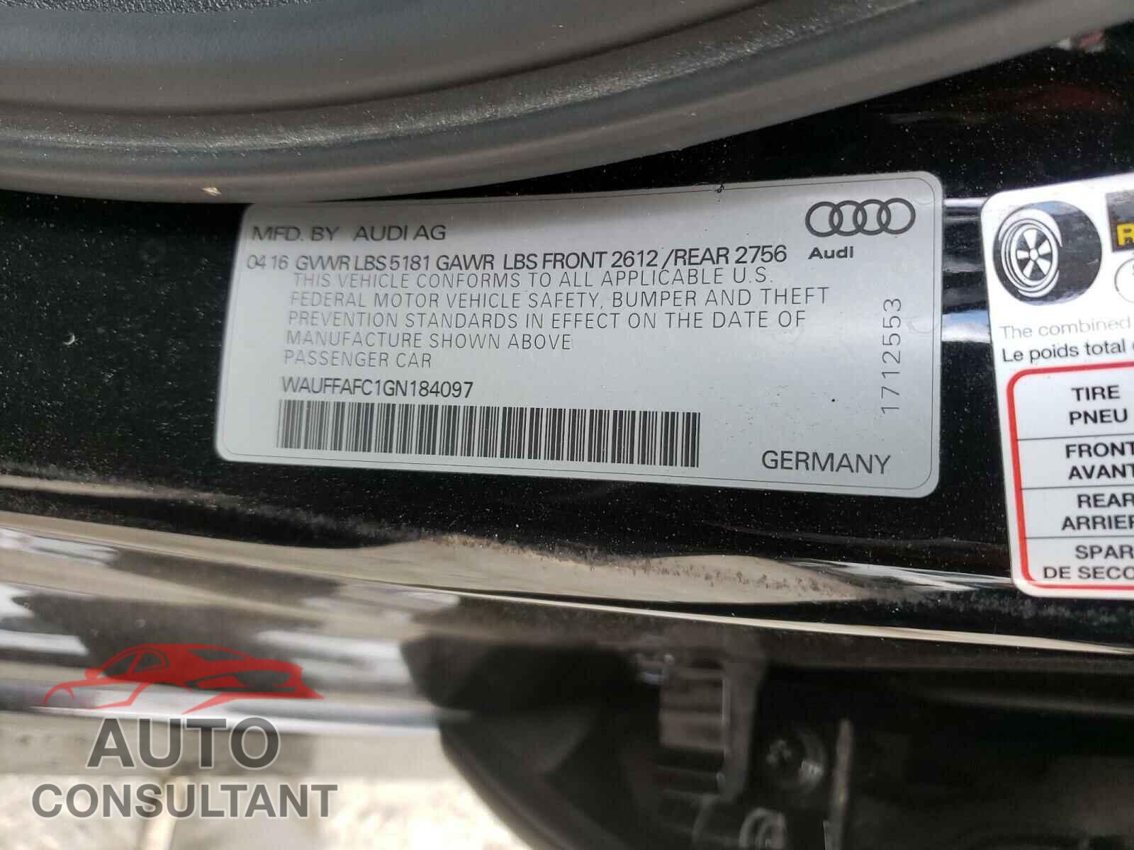 AUDI A6 2016 - WAUFFAFC1GN184097