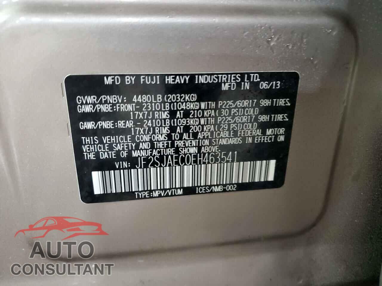 SUBARU FORESTER 2014 - JF2SJAEC0EH463541
