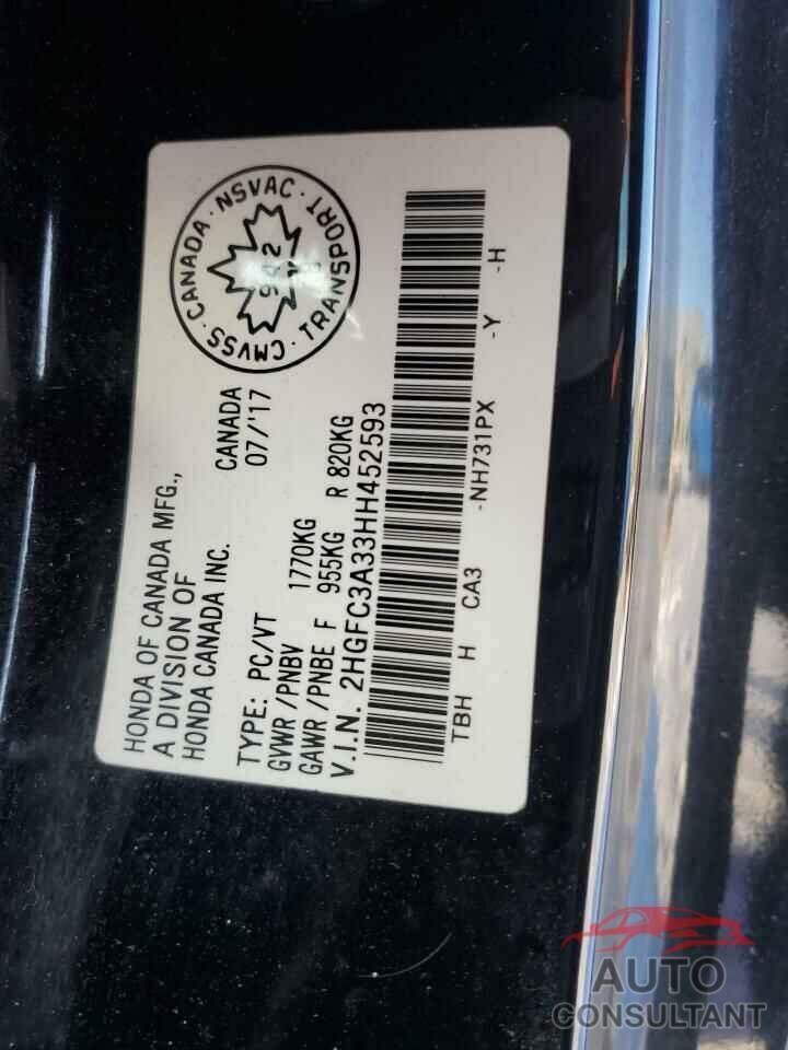 HONDA CIVIC 2017 - 2HGFC3A33HH452593