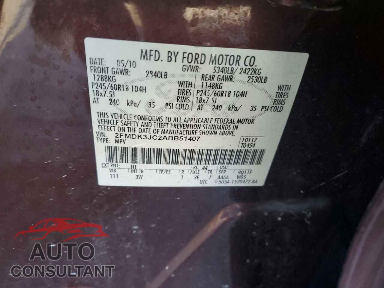 FORD EDGE 2010 - 2FMDK3JC2ABB51407