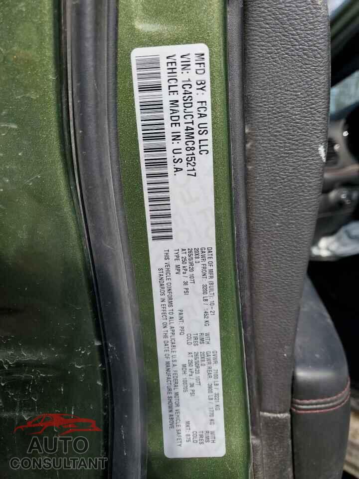 DODGE DURANGO 2021 - 1C4SDJCT4MC815217