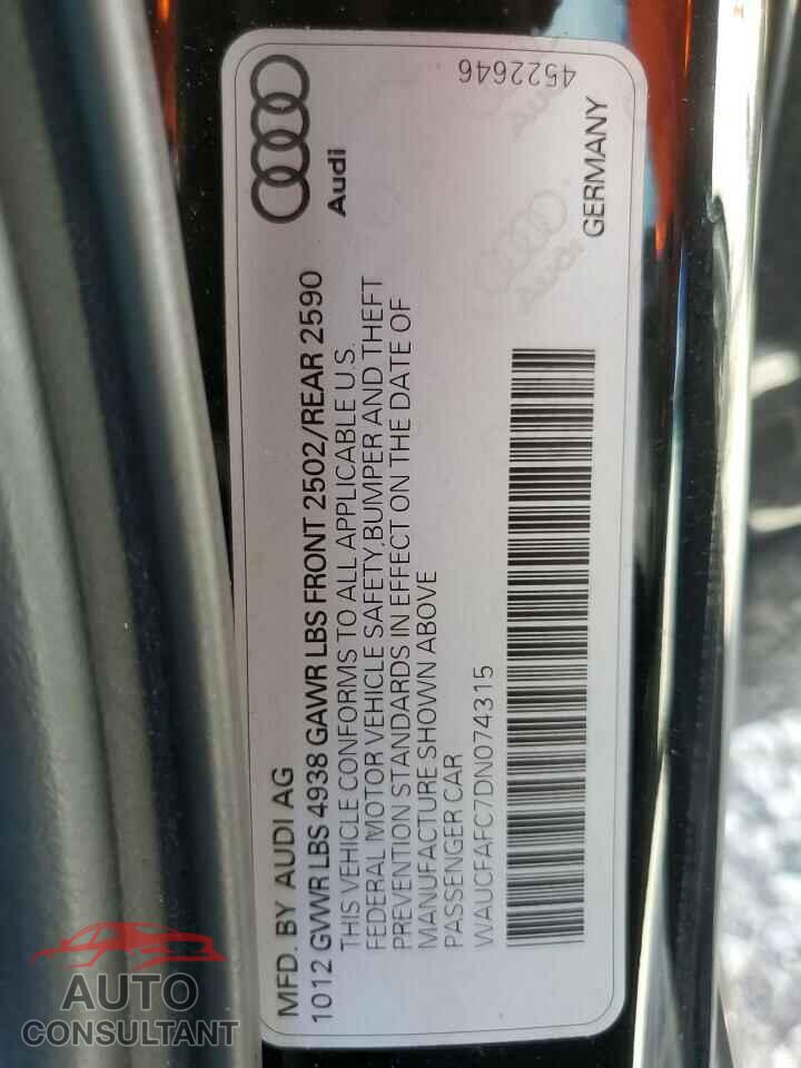 AUDI A6 2013 - WAUCFAFC7DN074315