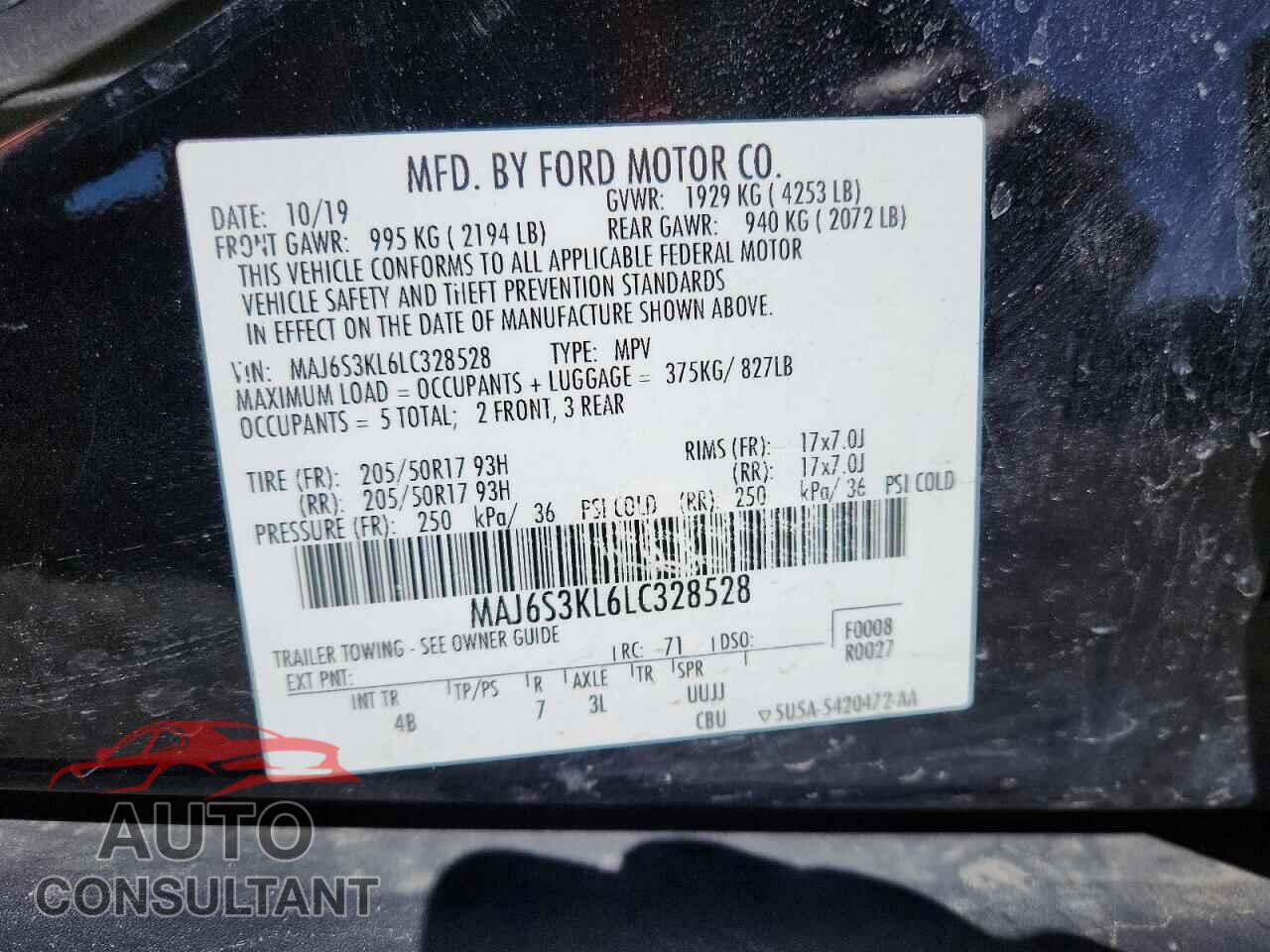 FORD ECOSPORT 2020 - MAJ6S3KL6LC328528