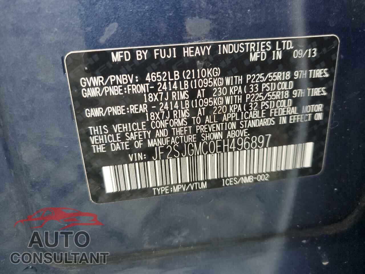 SUBARU FORESTER 2014 - JF2SJGMC0EH496897