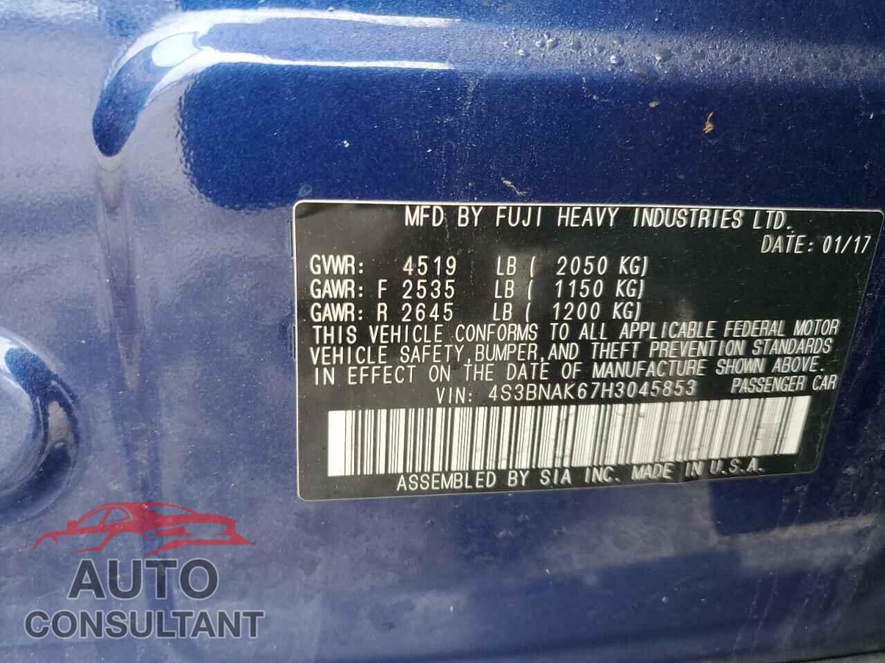 SUBARU LEGACY 2017 - 4S3BNAK67H3045853