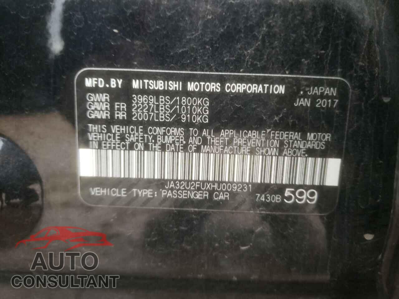 MITSUBISHI LANCER 2017 - JA32U2FUXHU009231