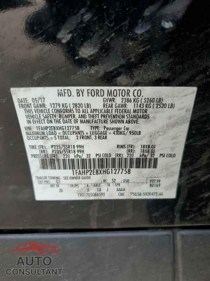 FORD TAURUS 2017 - 1FAHP2E8XHG127758