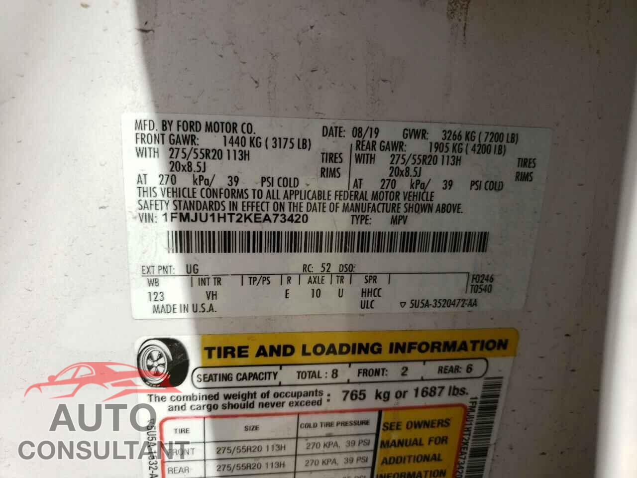 FORD EXPEDITION 2019 - 1FMJU1HT2KEA73420