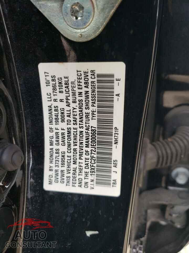 HONDA CIVIC 2018 - 19XFC2F72JE000687
