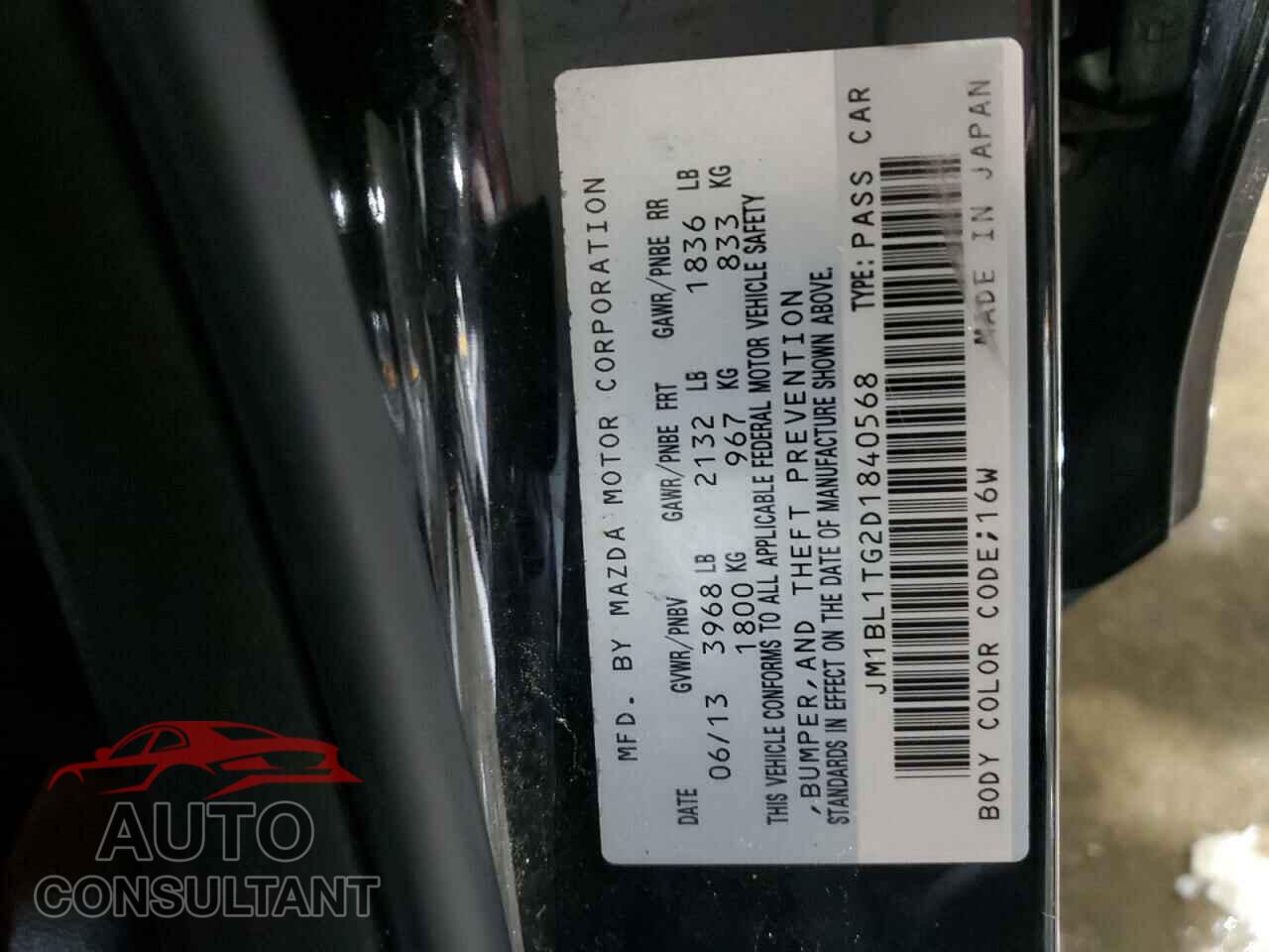 MAZDA 3 2013 - JM1BL1TG2D1840568