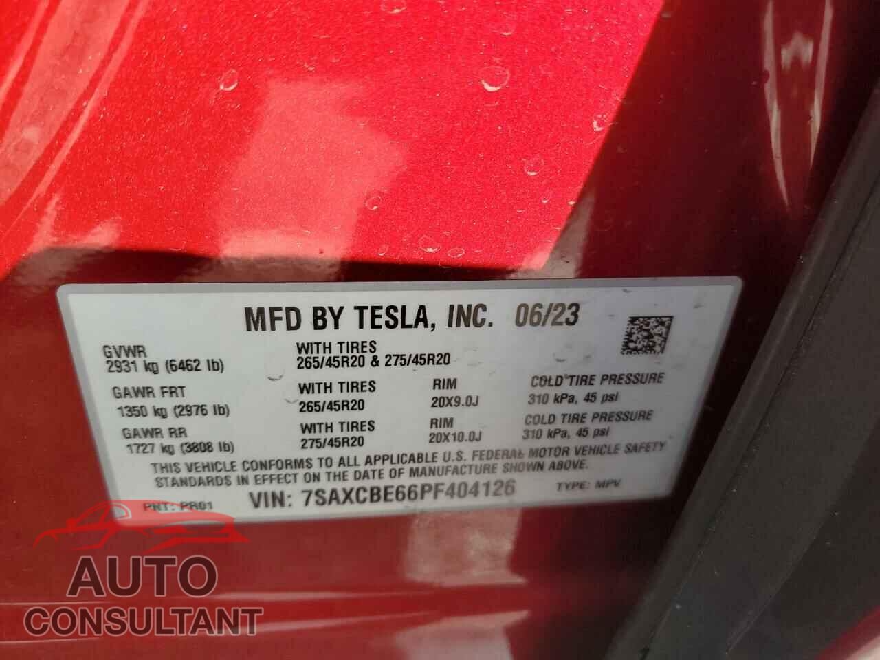 TESLA MODEL X 2023 - 7SAXCBE66PF404126