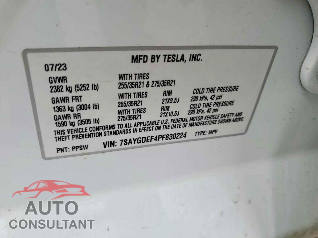 TESLA MODEL Y 2023 - 7SAYGDEF4PF830224