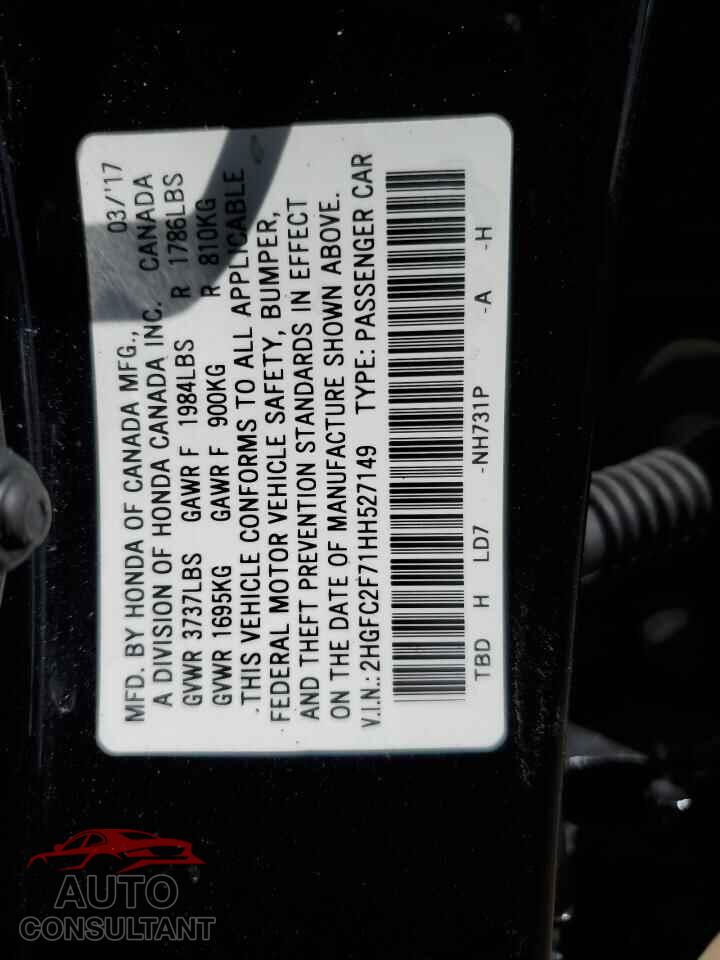 HONDA CIVIC 2017 - 2HGFC2F71HH527149