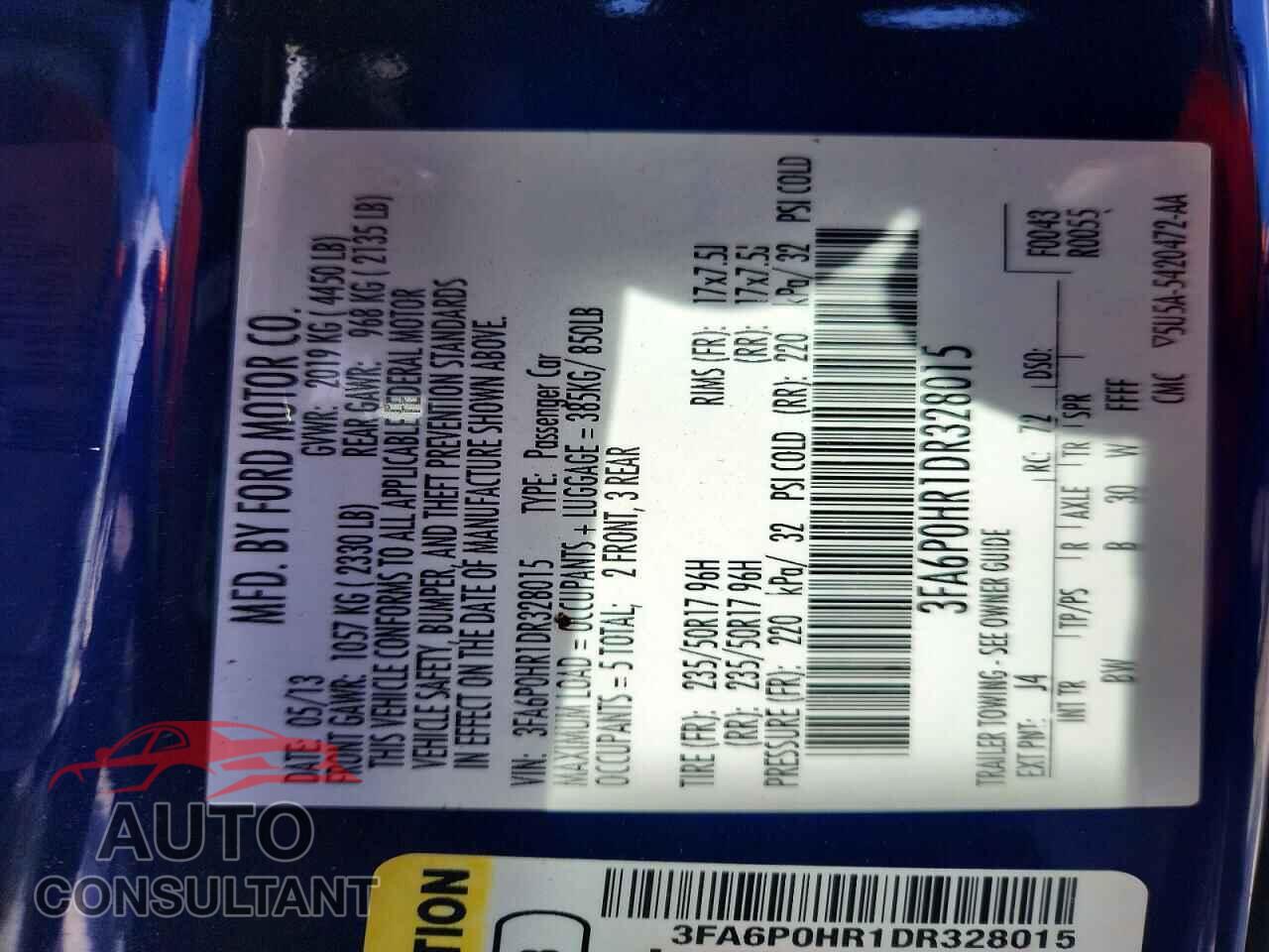 FORD FUSION 2013 - 3FA6P0HR1DR328015
