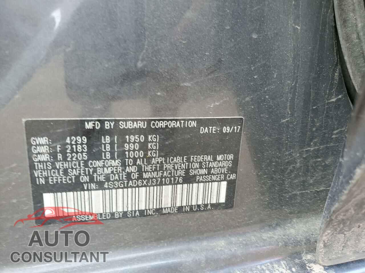 SUBARU IMPREZA 2018 - 4S3GTAD6XJ3710176