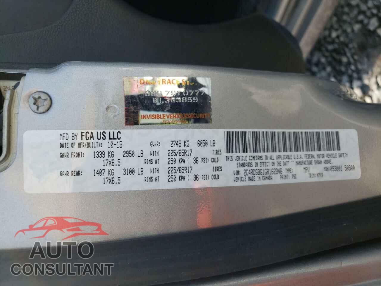 DODGE GRAND CARA 2016 - 2C4RDGBG1GR162346