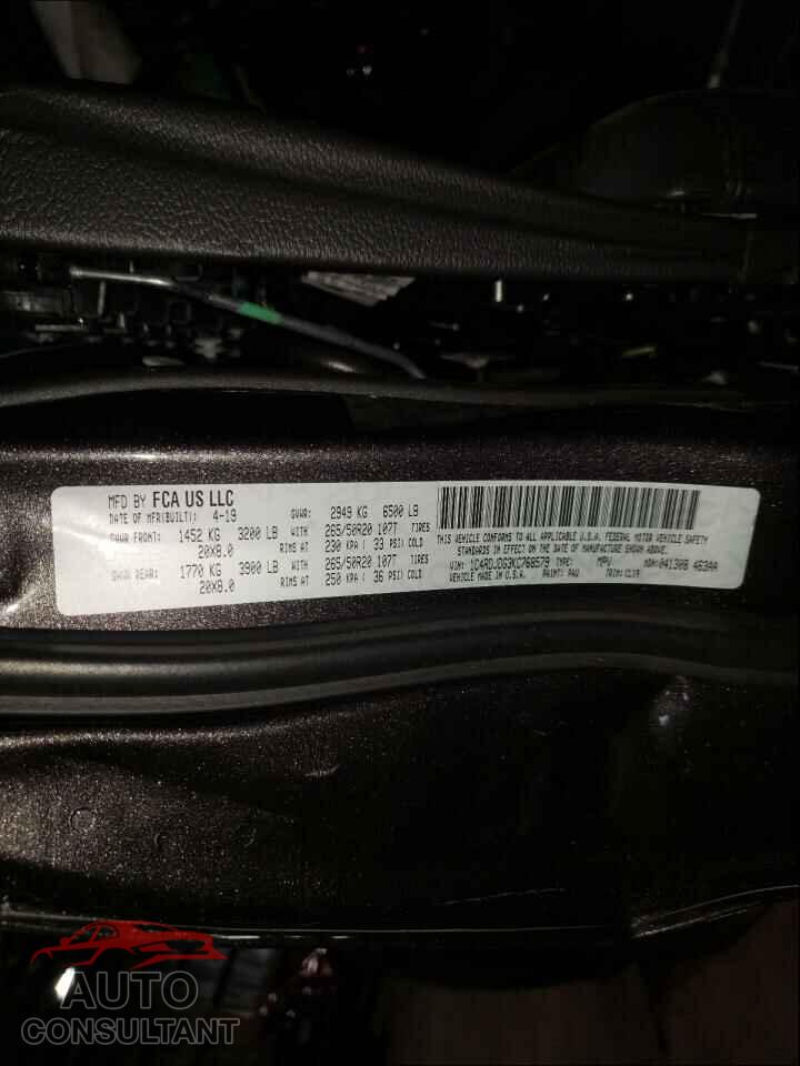 DODGE DURANGO 2019 - 1C4RDJDG3KC768579