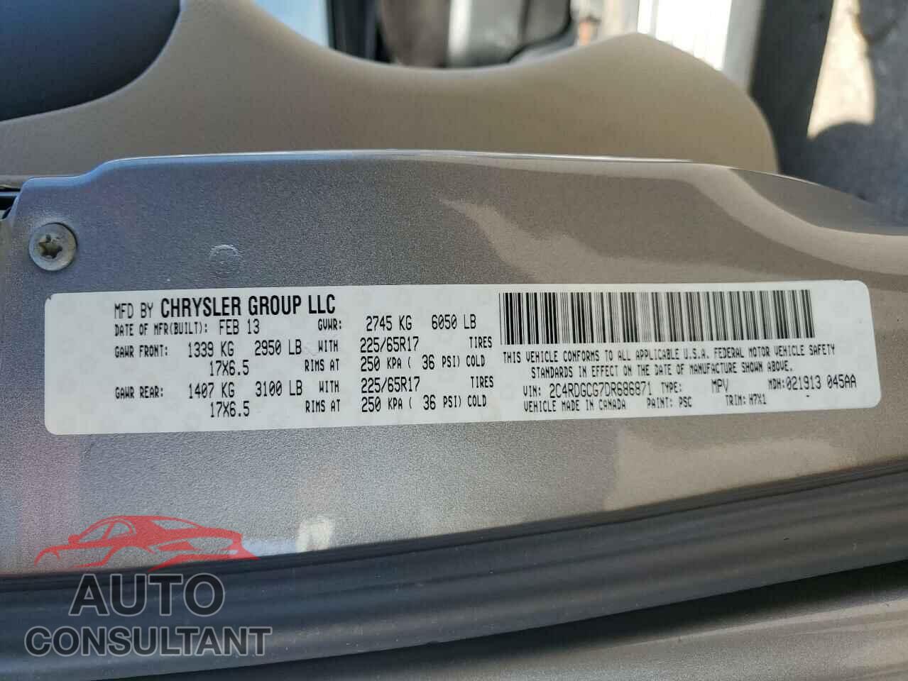DODGE CARAVAN 2013 - 2C4RDGCG7DR686871