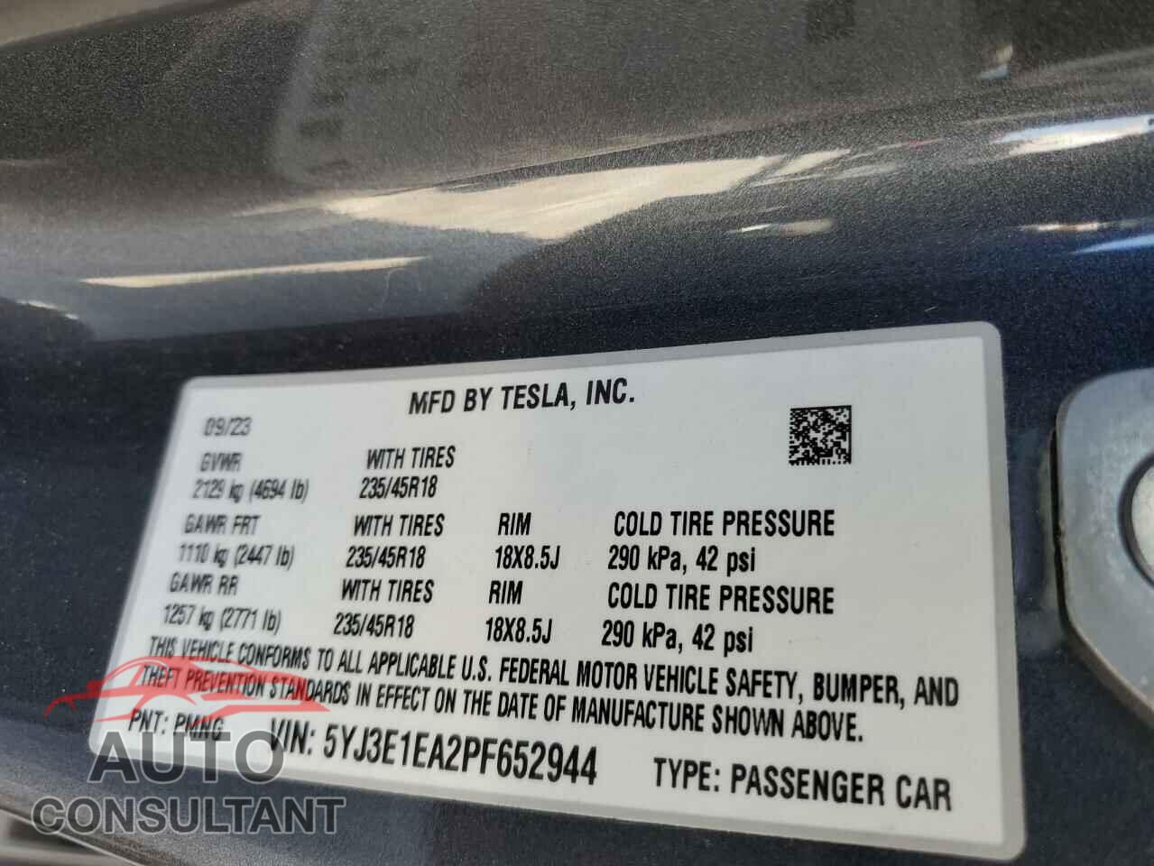 TESLA MODEL 3 2023 - 5YJ3E1EA2PF652944