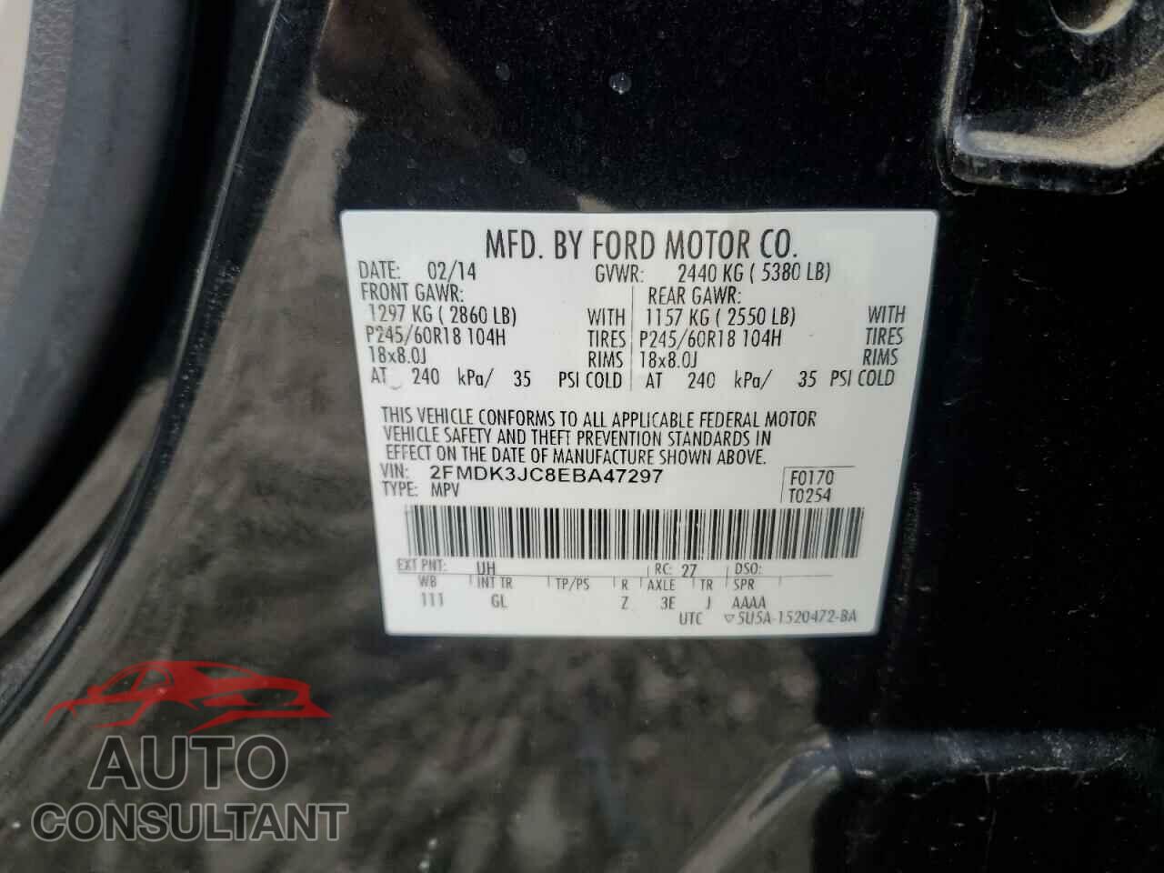FORD EDGE 2014 - 2FMDK3JC8EBA47297