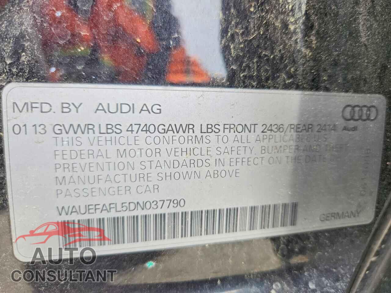 AUDI A4 2013 - WAUEFAFL5DN037790